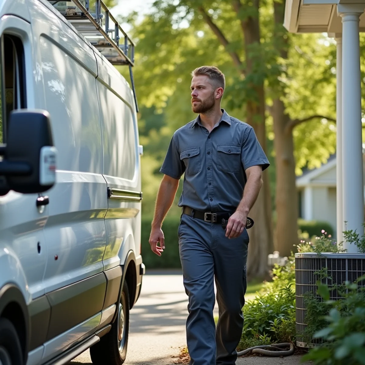 HVAC technician servicing a home in Aberdeen, MD