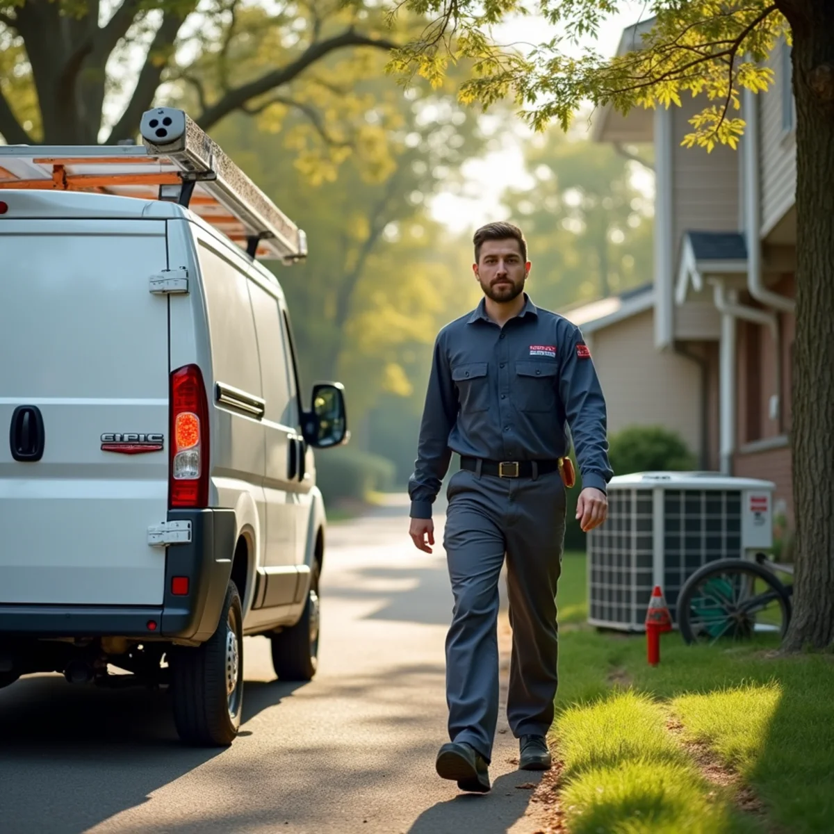 HVAC technician servicing a home in Bear, DE