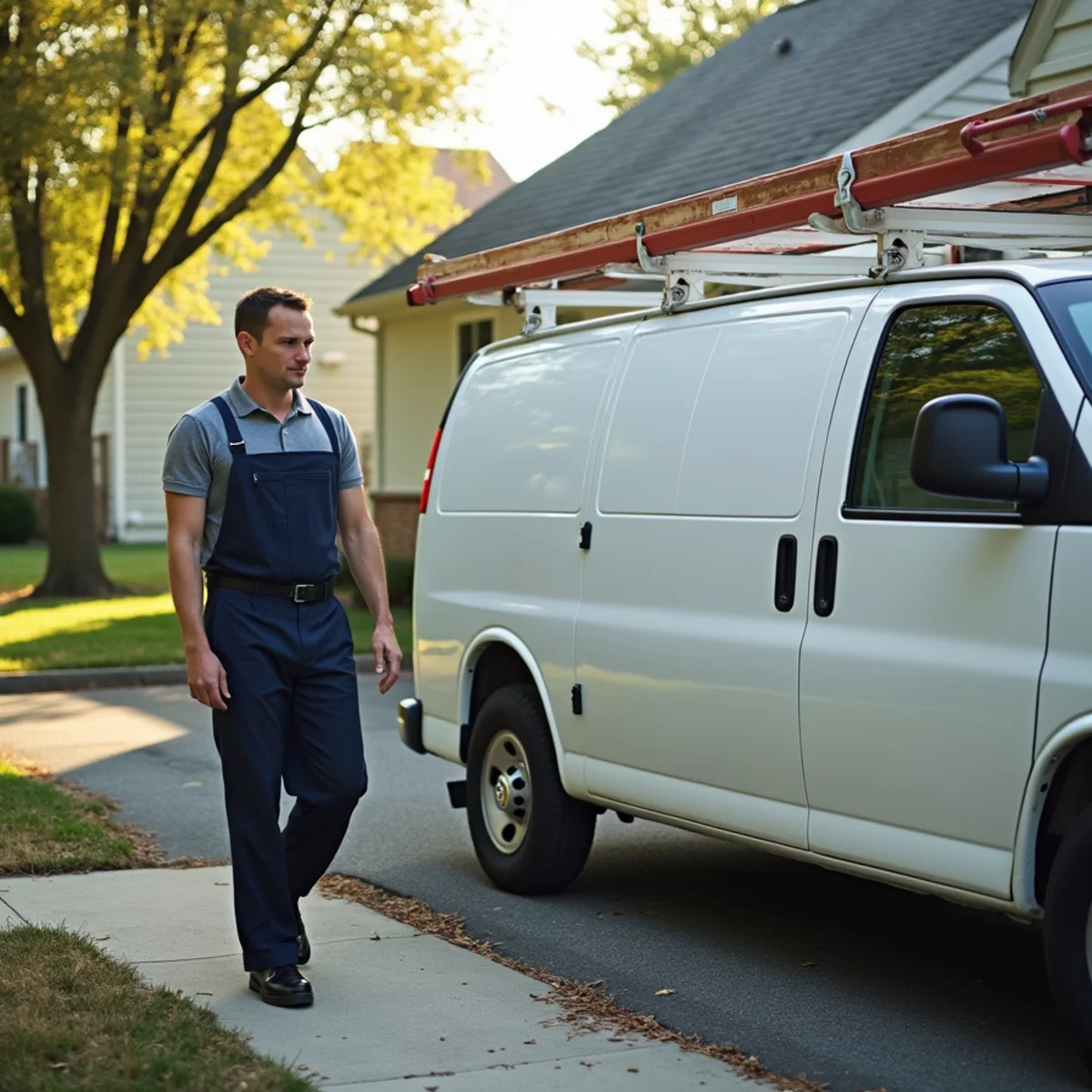 HVAC technician servicing a home in Cherry Hill Manor, Newark DE