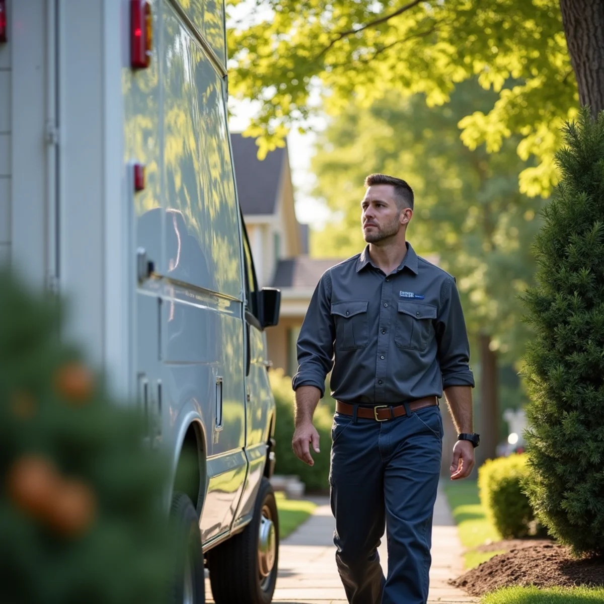 HVAC technician servicing a home in Christiana, DE