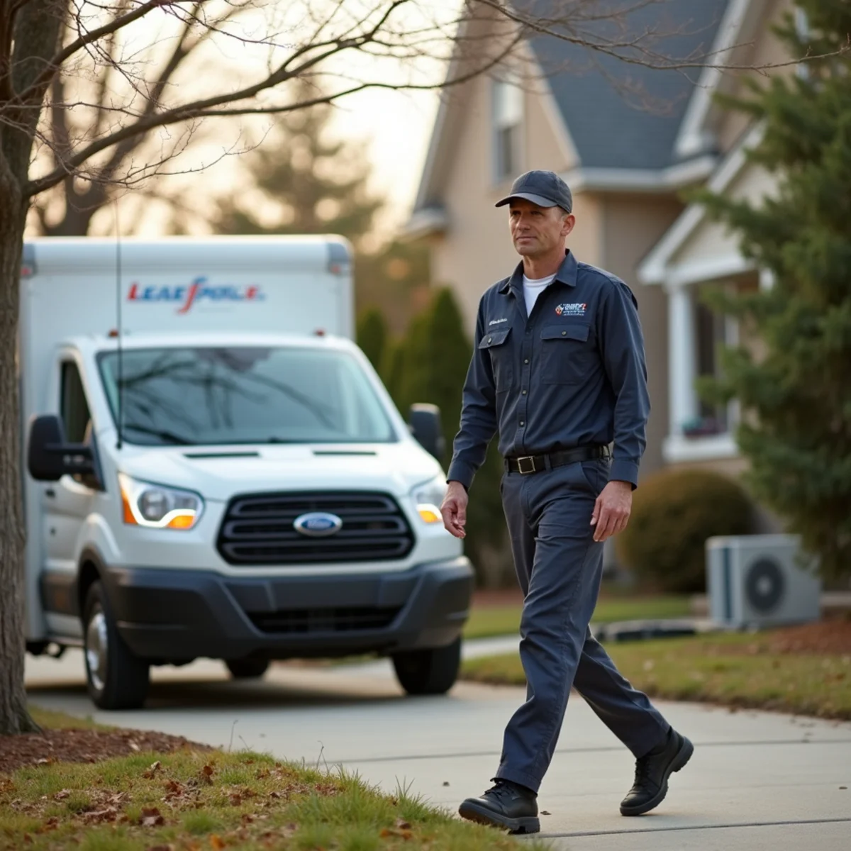 HVAC technician servicing a home in Claymont, DE