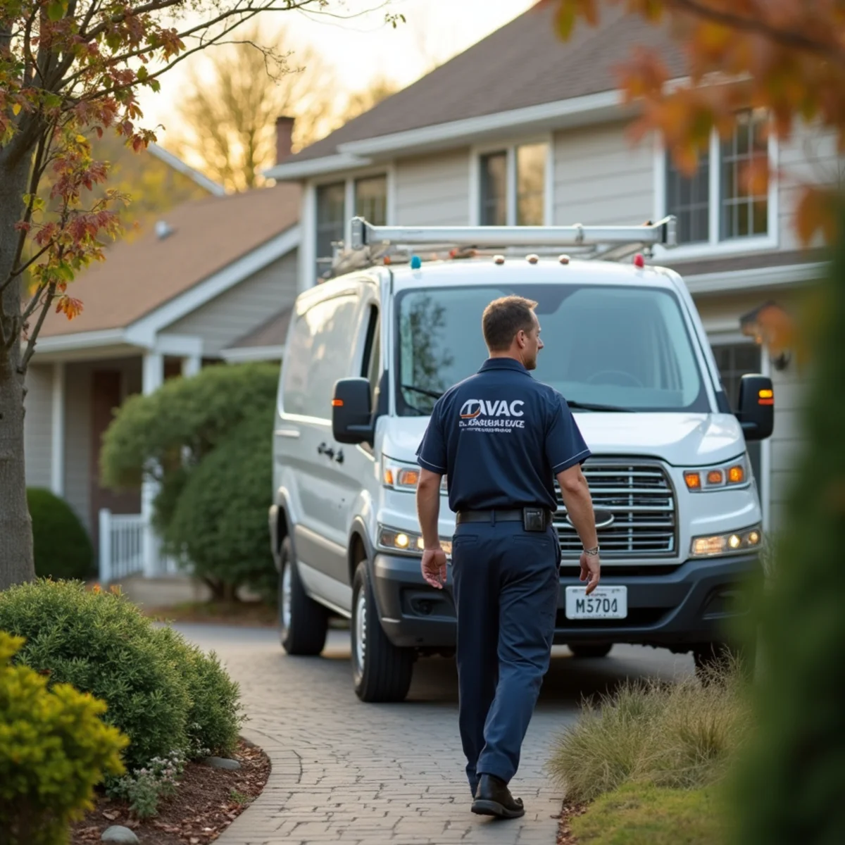 HVAC technician servicing a home in Devon, Newark DE