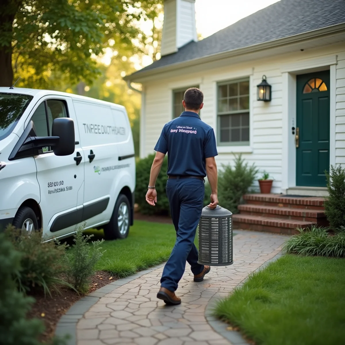 HVAC technician servicing a home in Elkton, MD