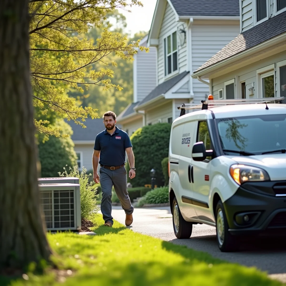 HVAC technician servicing a home in Elsmere, DE