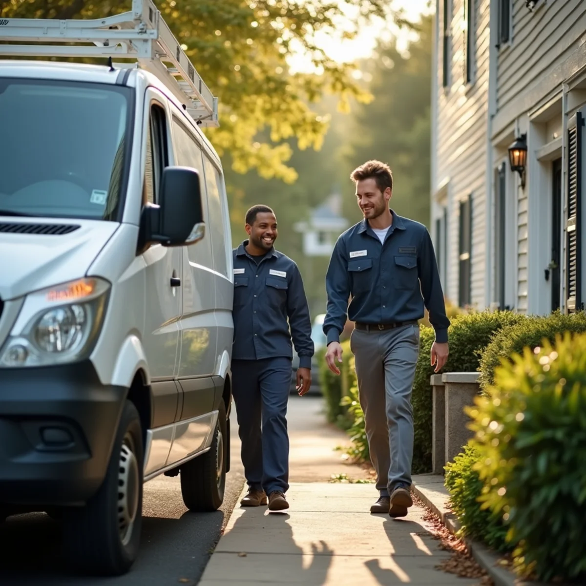 HVAC technician servicing a home in Harmony Woods, Newark DE