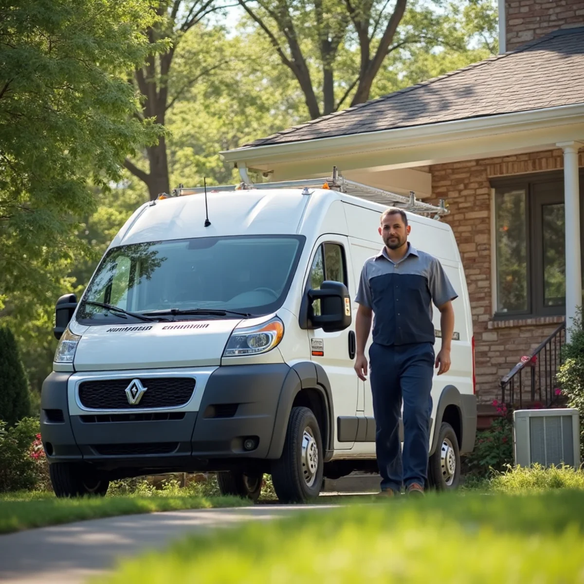 HVAC technician servicing a home in Jennersville, PA