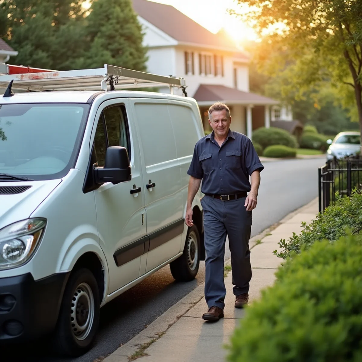 HVAC technician servicing a home in Landenberg, PA