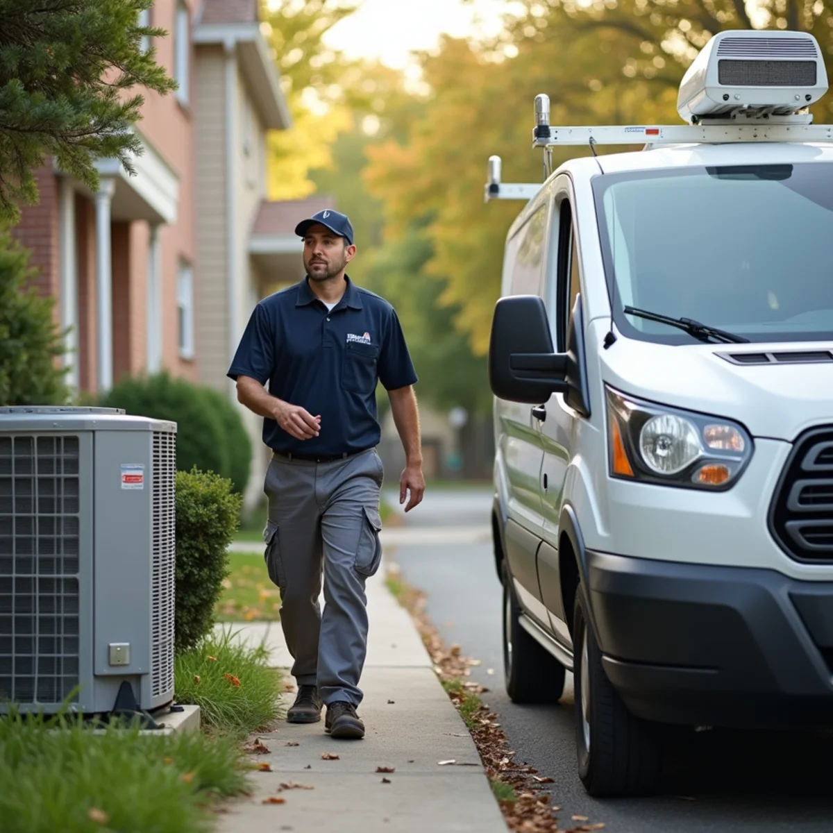 HVAC technician servicing a home in Downtown / Main Street, Newark DE