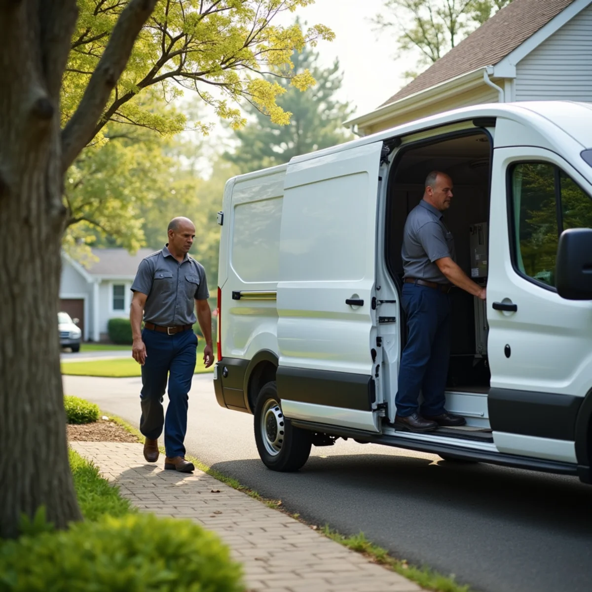 HVAC technician servicing a home in New Castle, DE