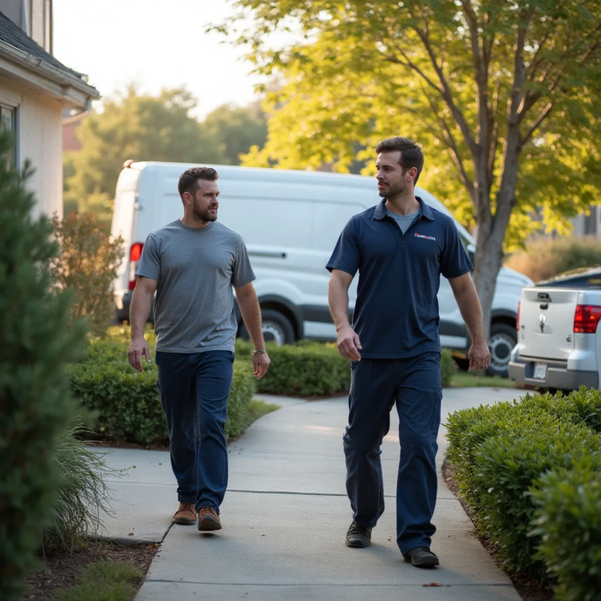 HVAC technician servicing a home in Newport, DE