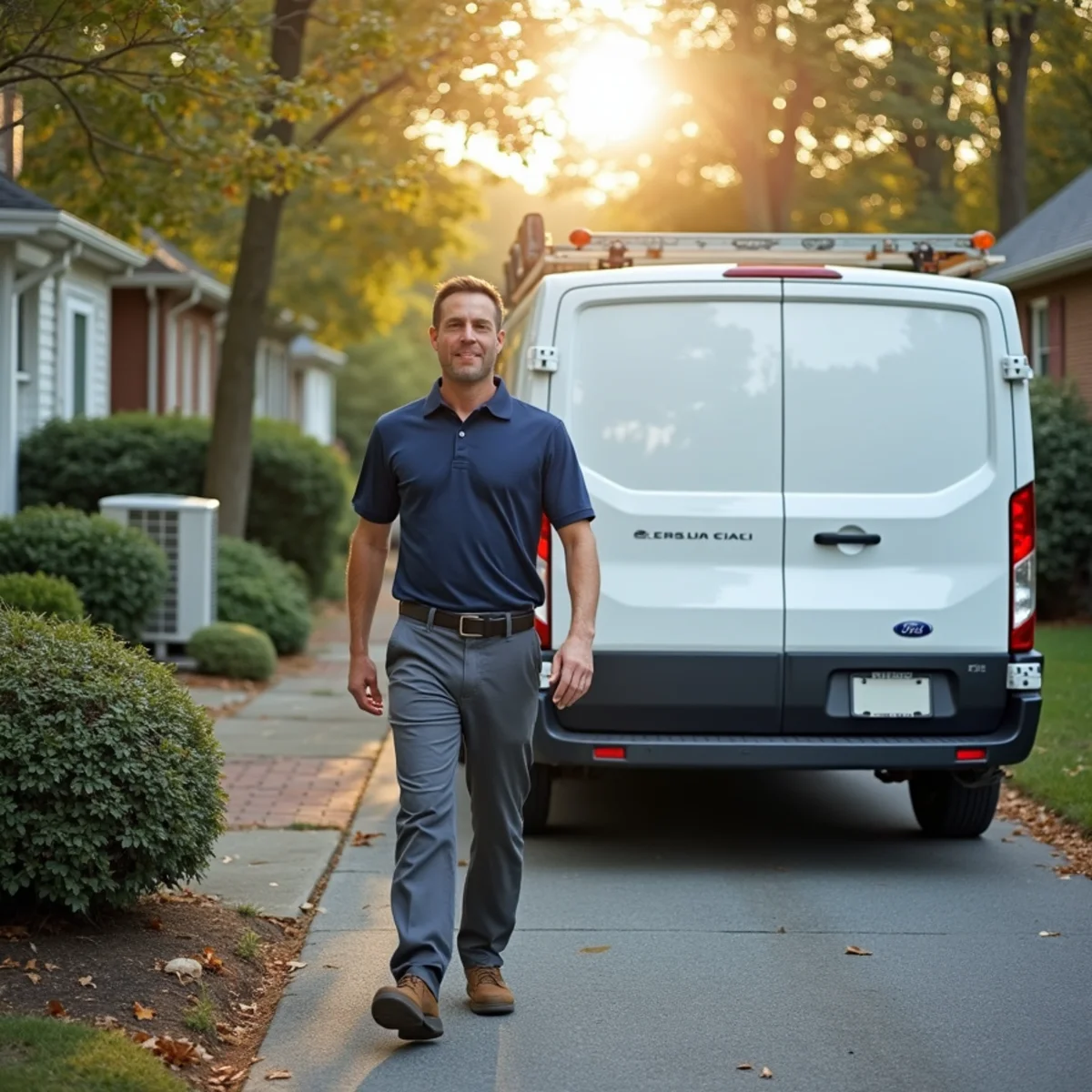 HVAC technician servicing a home in North East, MD