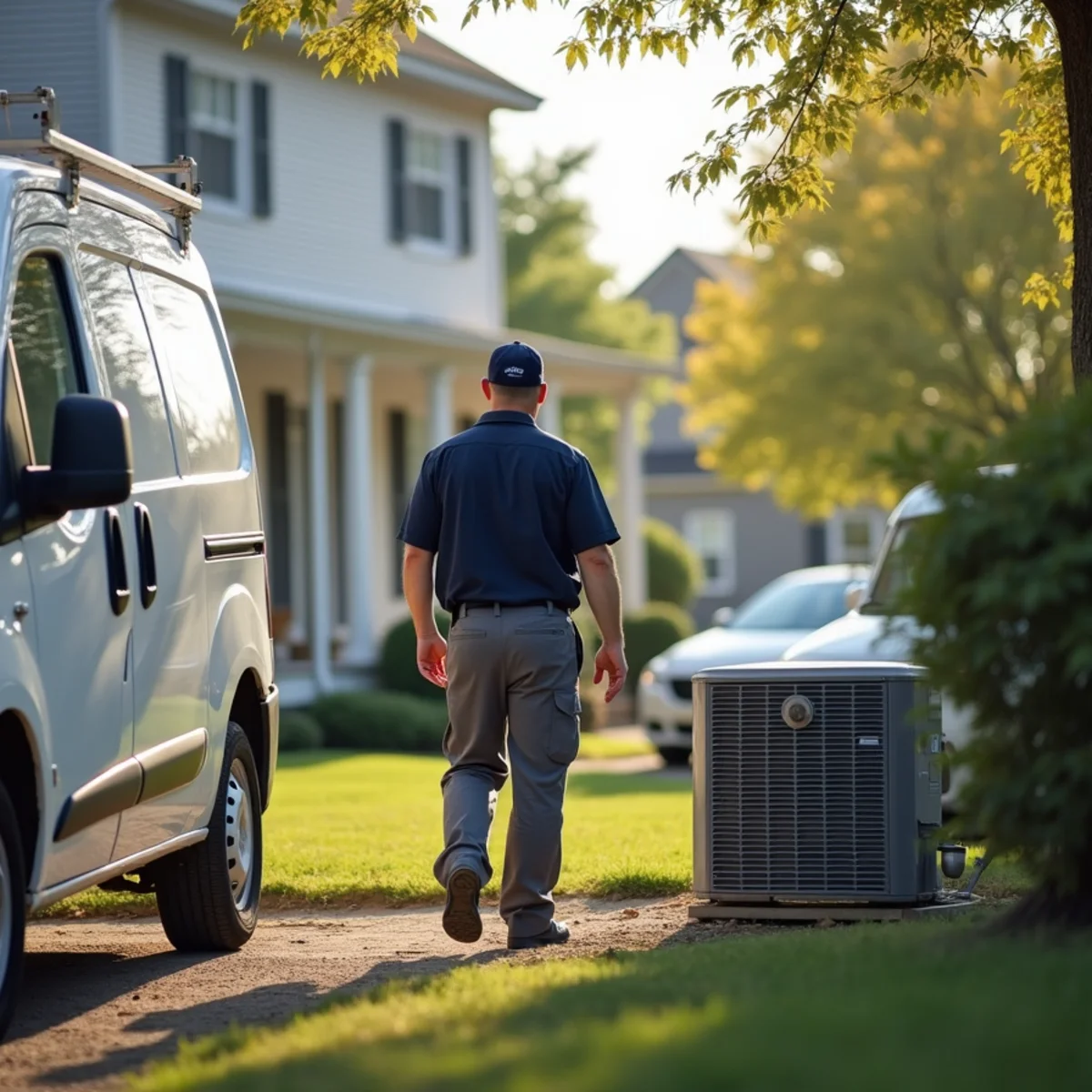 HVAC technician servicing a home in North Star, DE