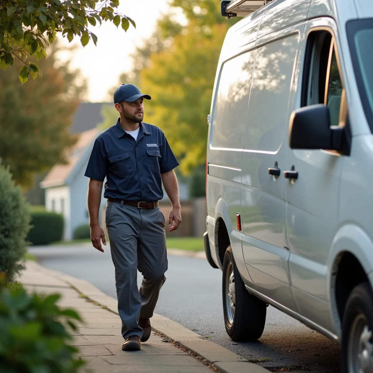 HVAC technician servicing a home in Nottingham, PA