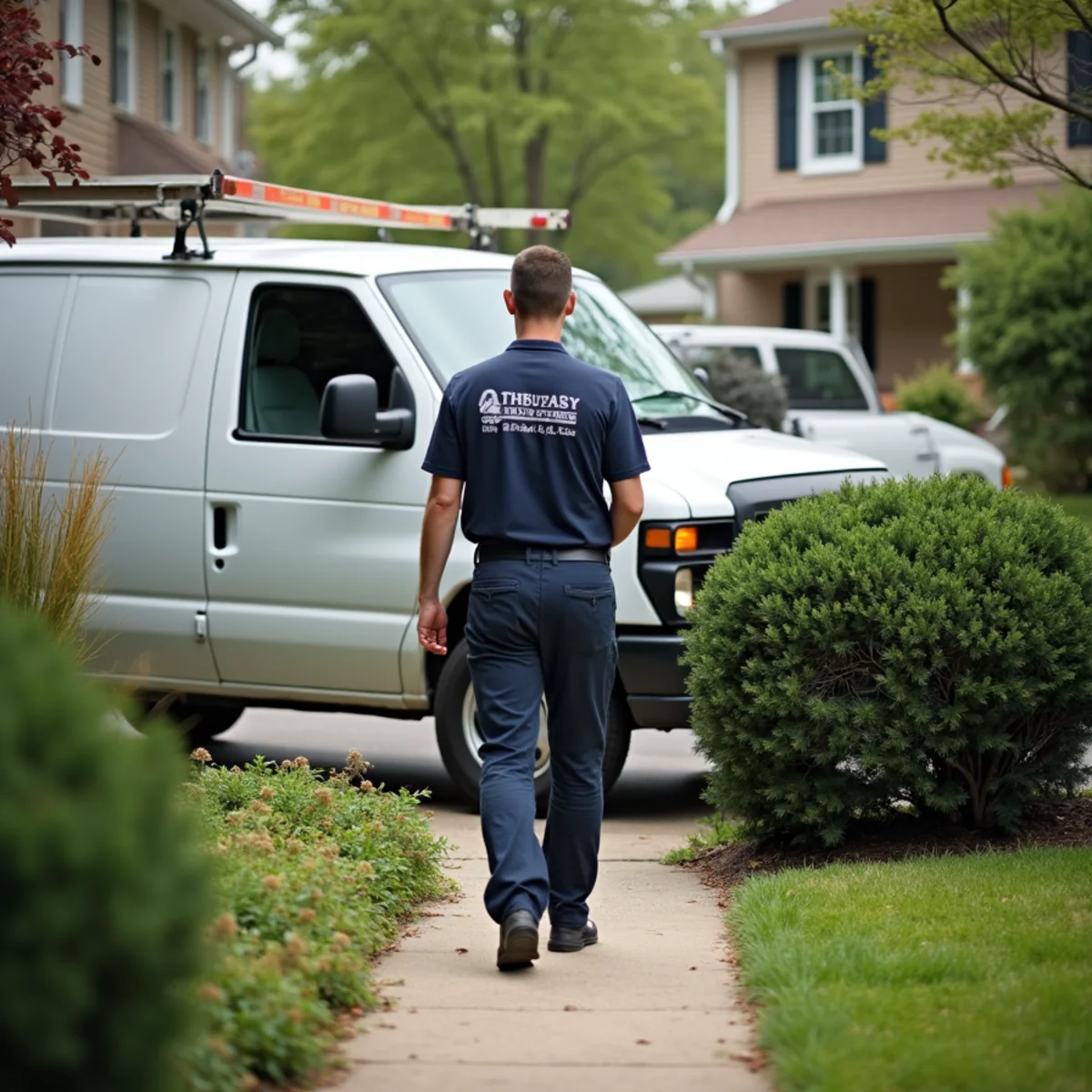HVAC technician servicing a home in Odessa, DE