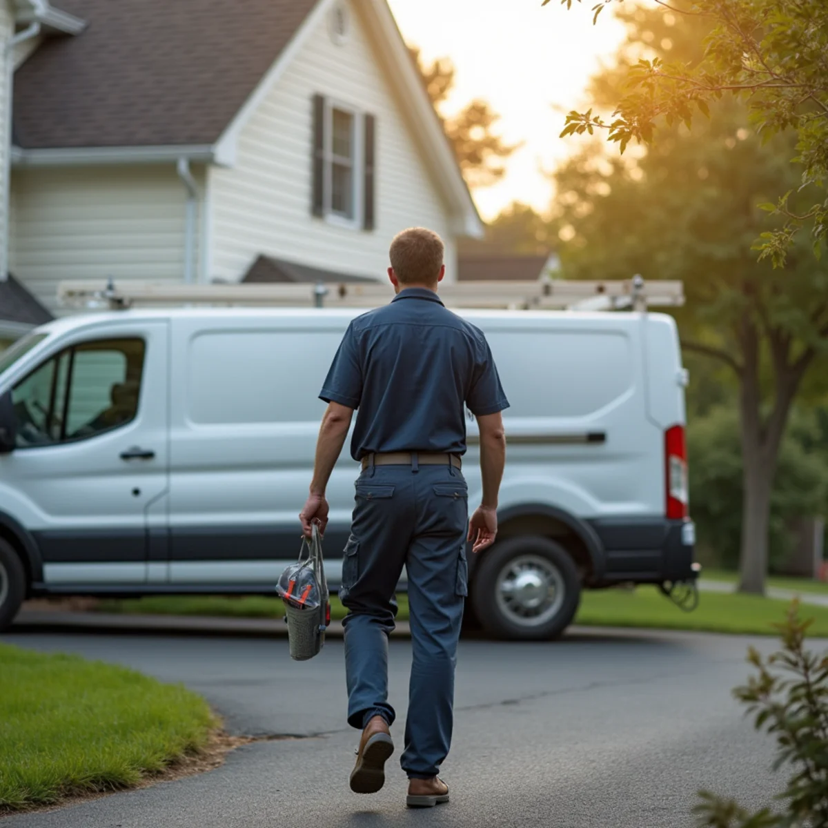 HVAC technician servicing a home in Ogletown, DE