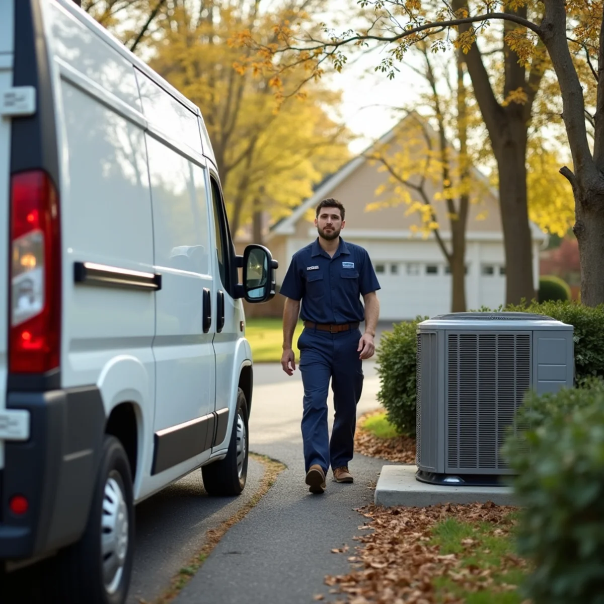 HVAC technician servicing a home in Perryville, MD