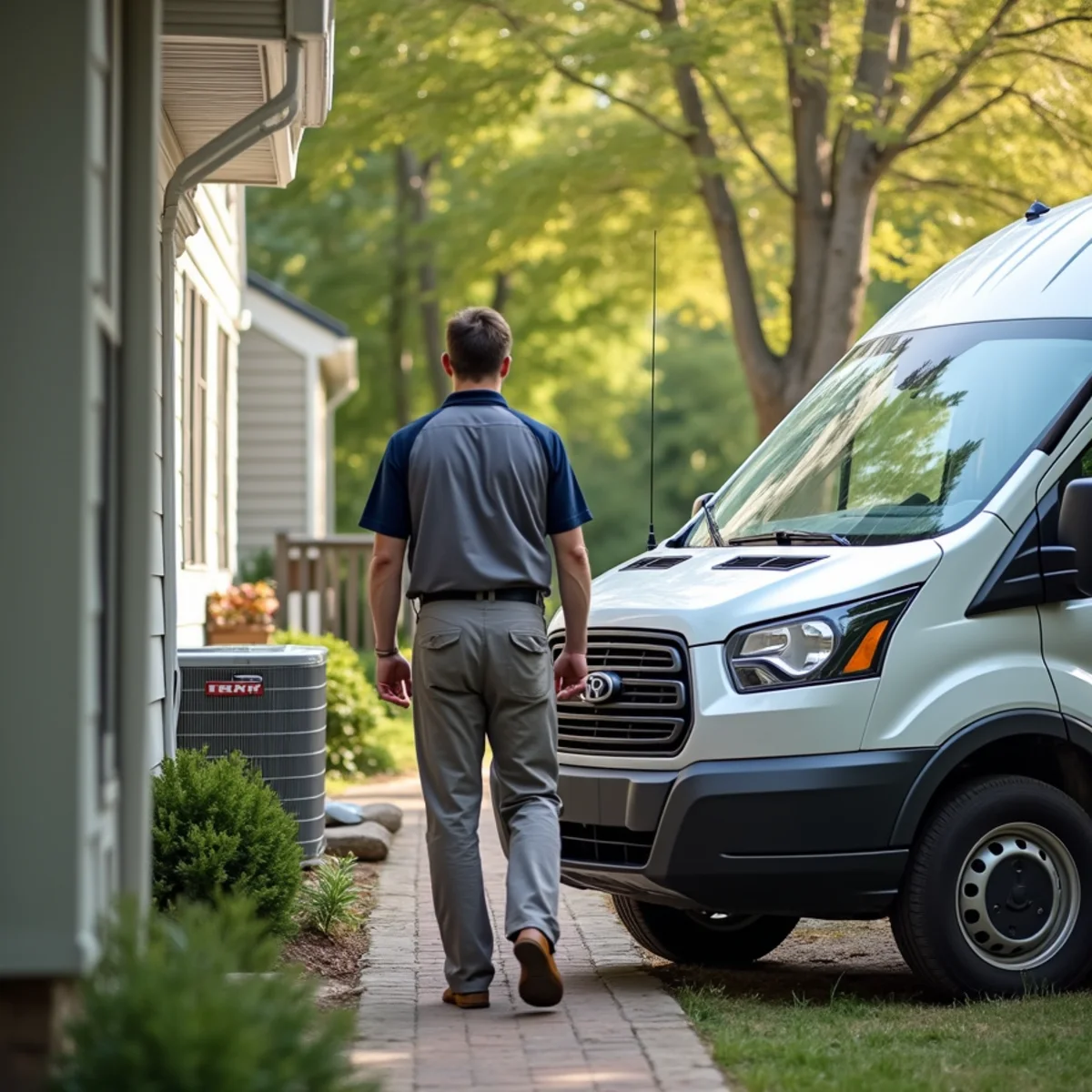 HVAC technician servicing a home in Pike Creek Valley, DE