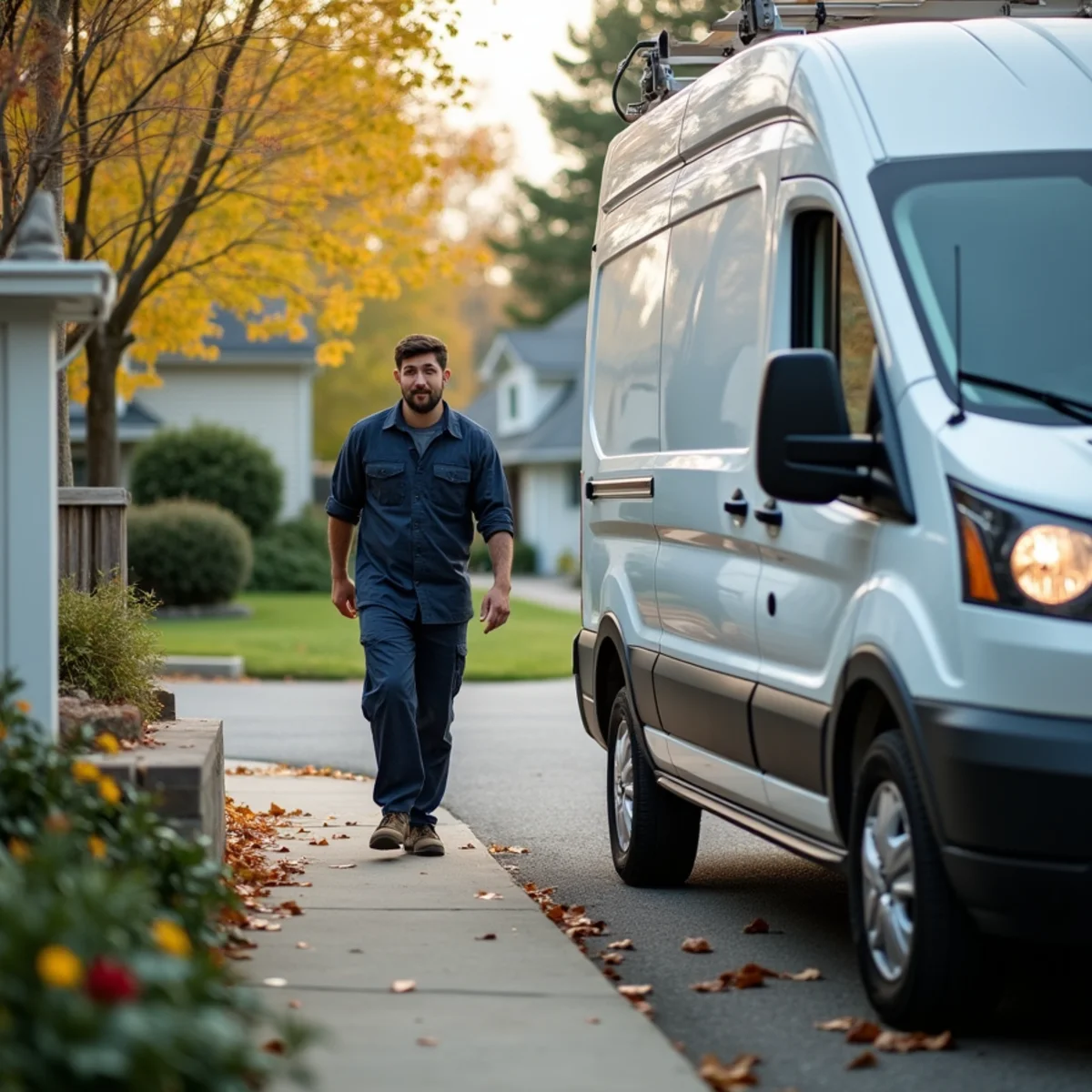 HVAC technician servicing a home in St. Georges, DE