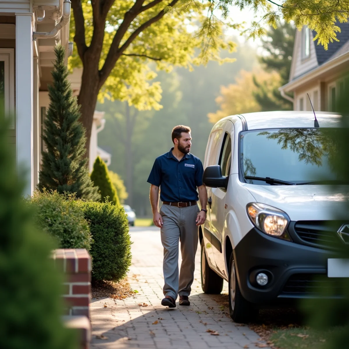 HVAC technician servicing a home in Victoria Mews, Newark DE