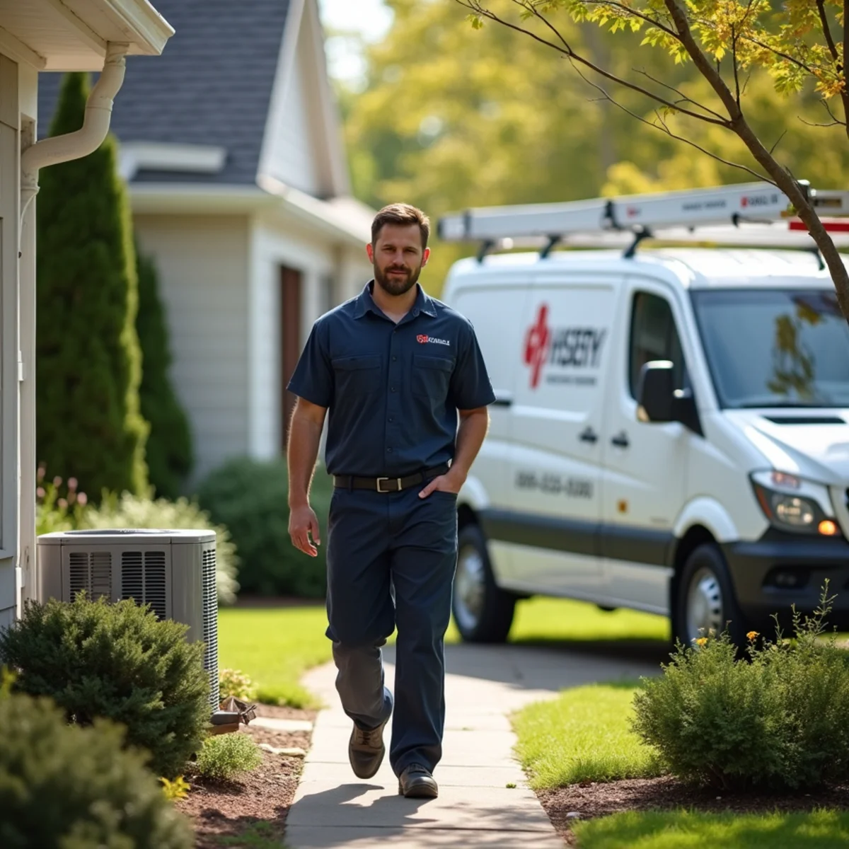HVAC technician servicing a home in Wilmington Manor, DE